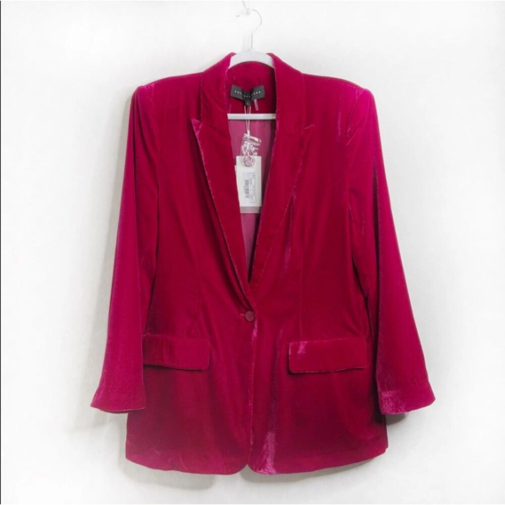 NWT Endless Rose x Anthropologie Velvet Blazer Fuschia Pink Raspberry Size M